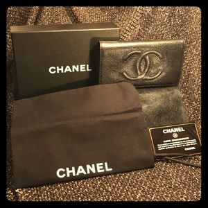 Chanel Black Caviar Leather Timeless CC Wallet